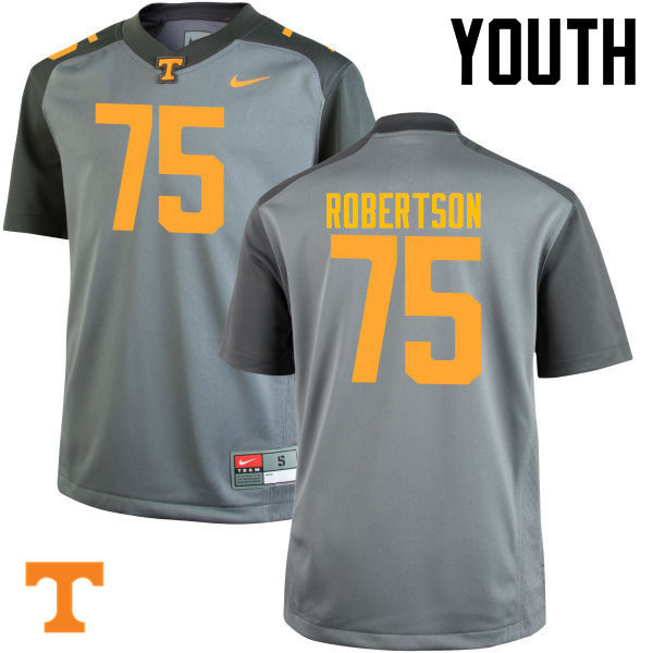 Youth #75 Jashon Robertson Tennessee Volunteers College Football Jerseys-Gray